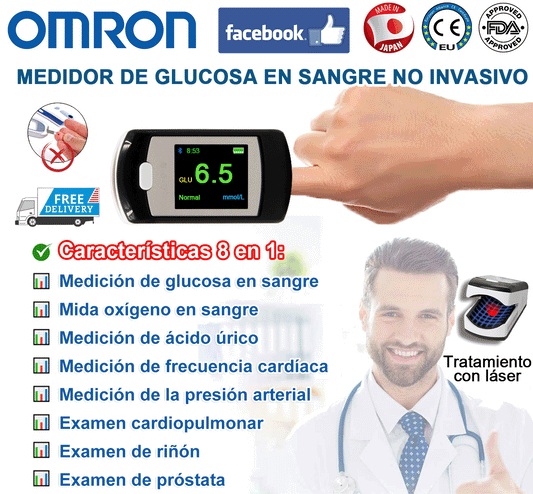 Medidor de Glucosa en Sangre Multifunción 3 en 1, pulso, glucosa y presión.